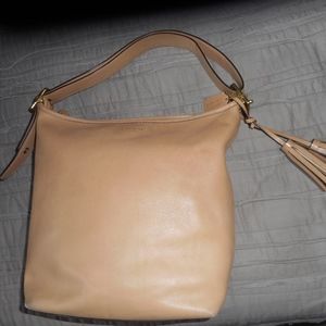 tan leather coach shoulder bag